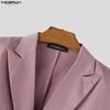 INCERUN Men Turn-down Collar Long Sleeve Irregular High Low Splits Ruffled Thin Blazer Coats