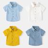 Jongens Effen Kleur Korte Mouw T-shirt Casual Kraagje Knopen Zomer Top voor Kinderen