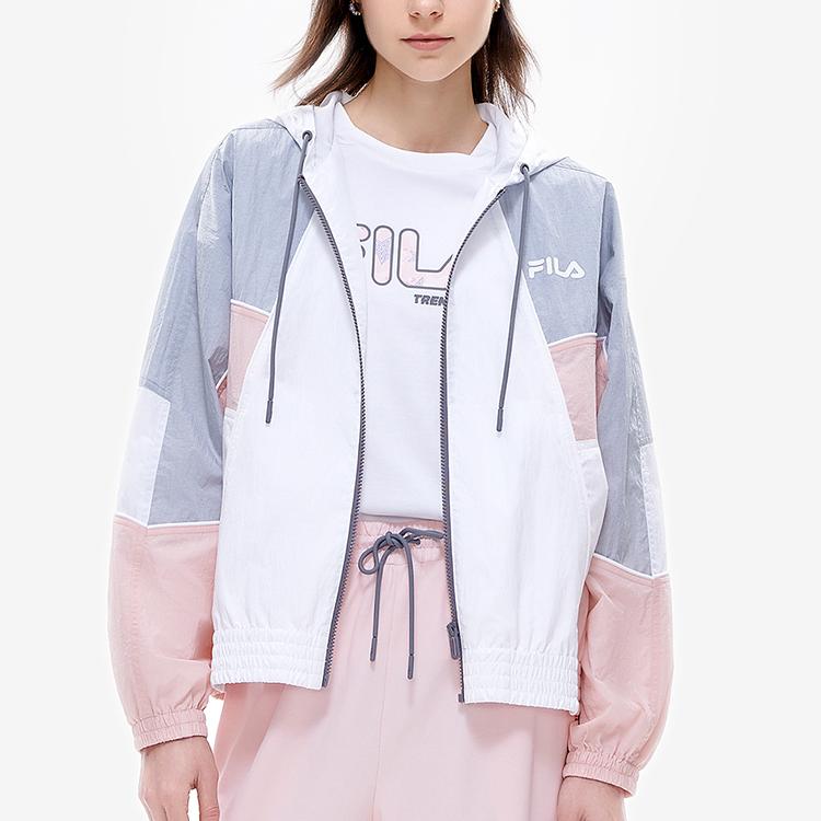 FILA Fusion Casual Lightweight Woven Hooded Jacket Women jackets White T11W225707FWT