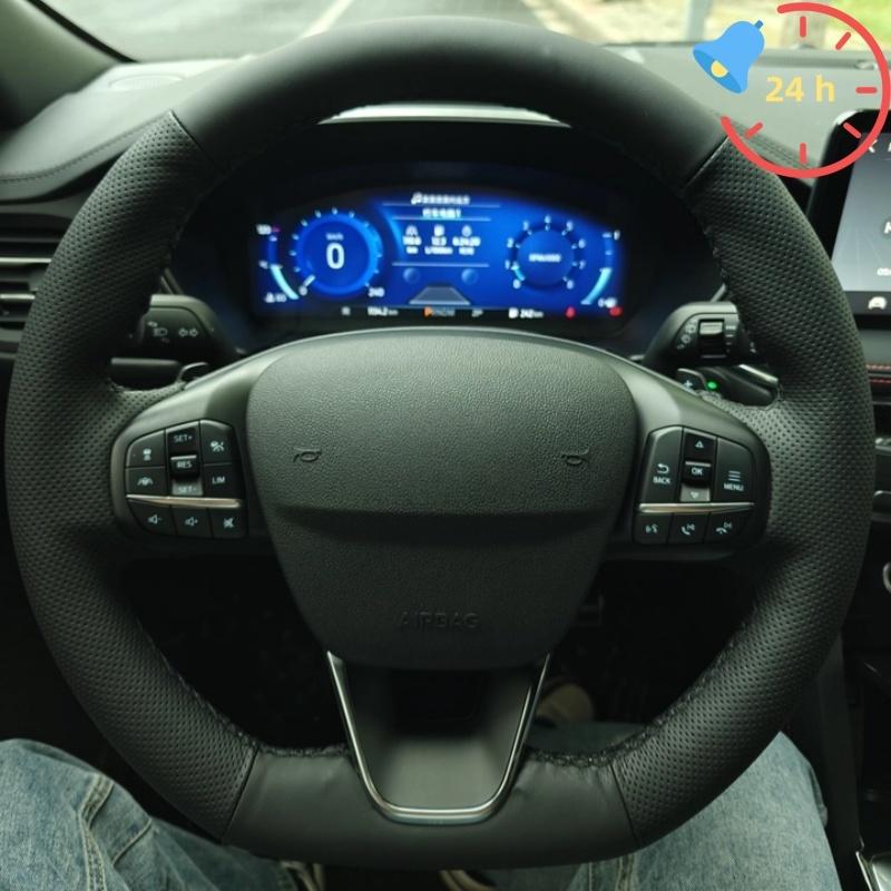 

Hand-stitched Steering Wheel Cover Made Of Leather For Ford Focus 4 Fiesta 2017- Tourneo 2018 Beige Thread