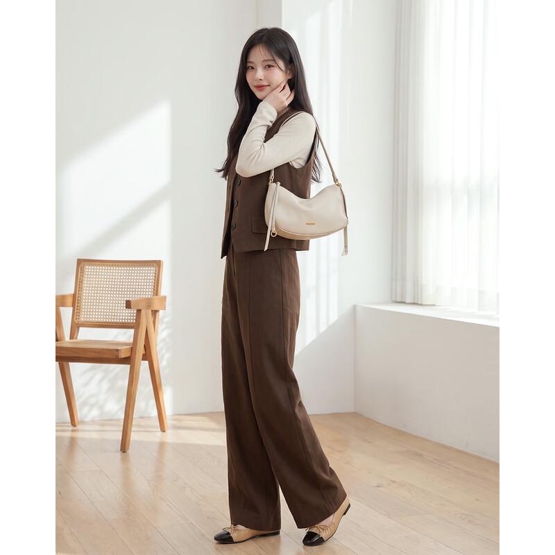 IEF Autumn Elegant Three-Piece Vest and Straight-Leg Pants Set