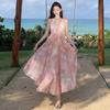 French Irregular Floral Suspender Dress Children's Summer Seaside Vacation Temperament Waist Fairy Long Dress