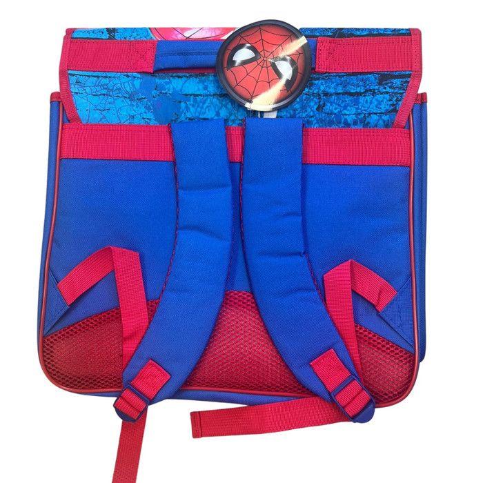 Cartable Spiderman 35 cm rouge et bleu avec 2 compartiments, poche frontale et bretelles matelassées