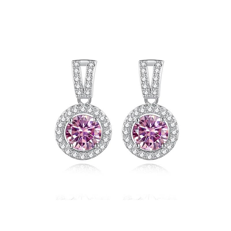 5mm S925 Sterling Silver Round Halo Moissanite Stud Earrings D VVS1 Fine Jewelry For Women