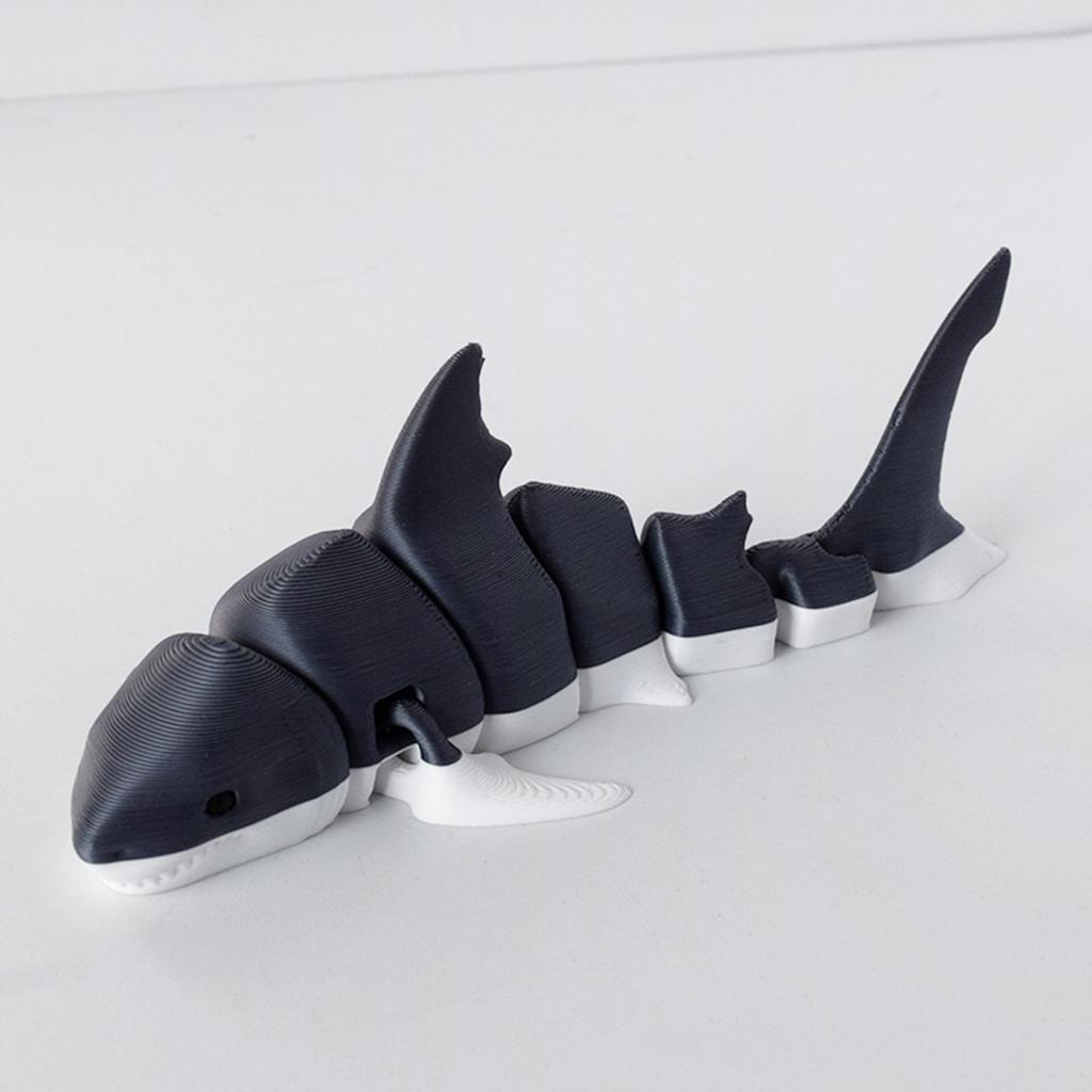 Grey Shark 3D Printed Toys Body Joints Movable Simulation Marine Animals Shark Model Children Cognitive Toys Desktop Decoration