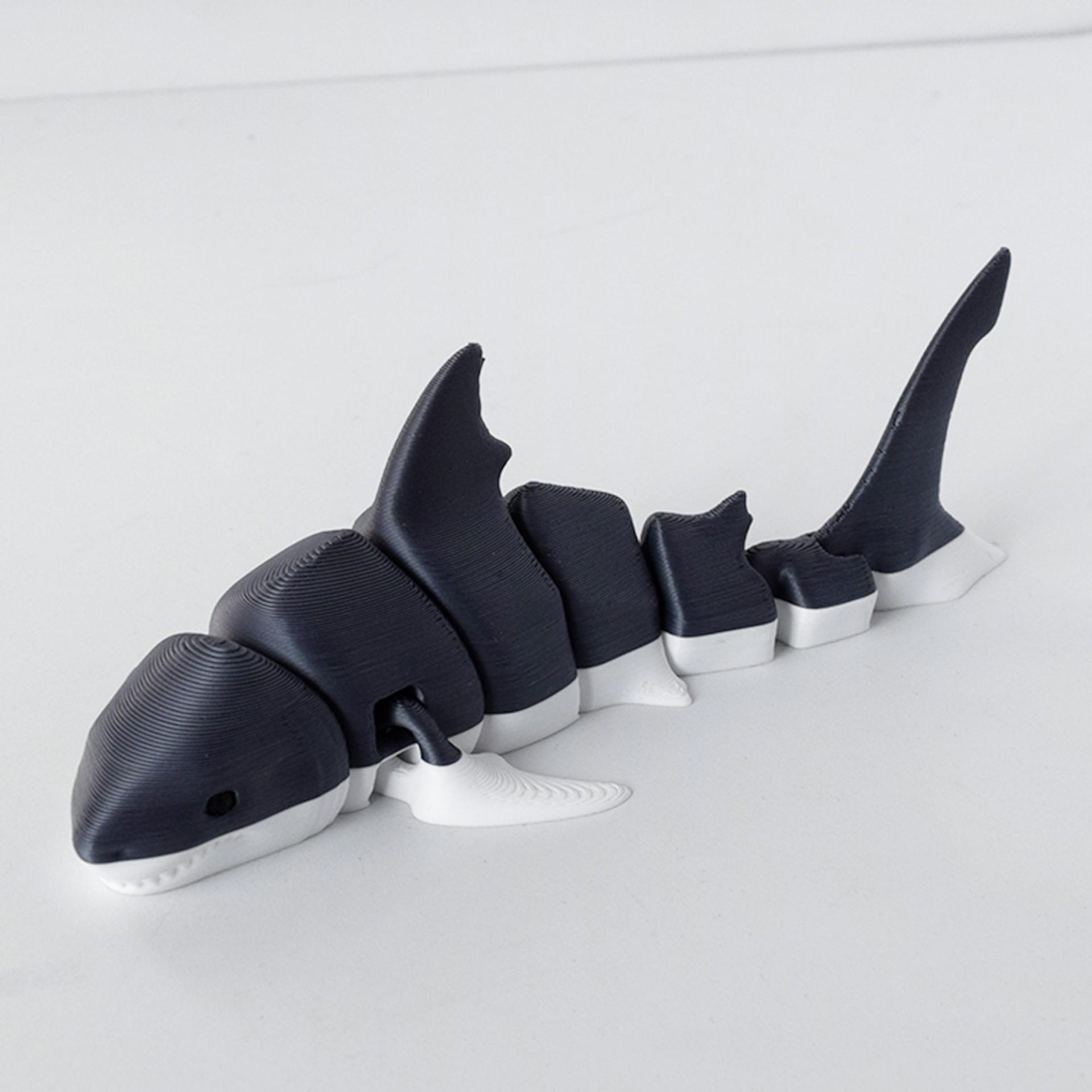 Grey Shark 3D Printed Toys Body Joints Movable Simulation Marine Animals Shark Model Children Cognitive Toys Desktop Decoration