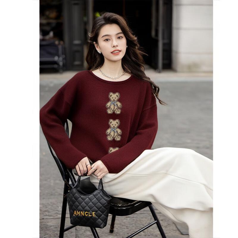 Mokana Women's Urban Casual Cartoon Bear Sweater