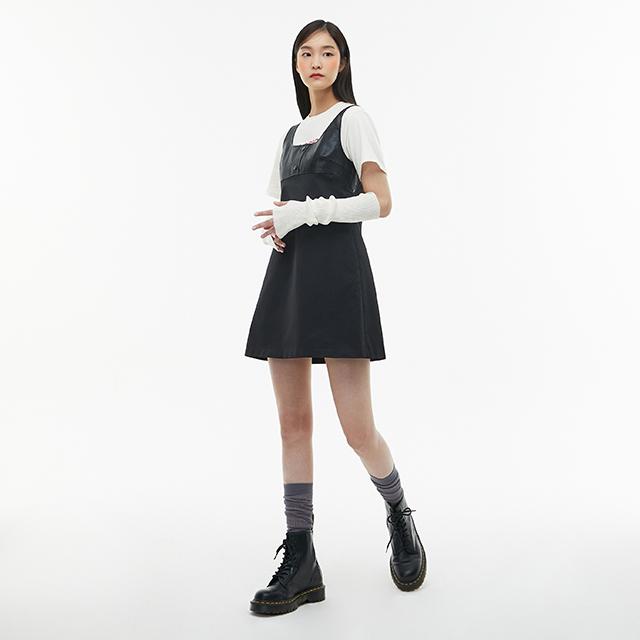 Rap Faux Leather Contrast Bustier Dress Aq1Wo266
