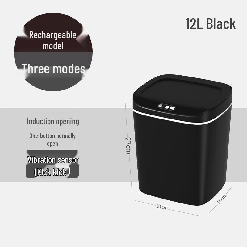 2026 Stylish Induction Trash Can: 16L Large Smart Bin with Odor-Sealed Lock for Home Use