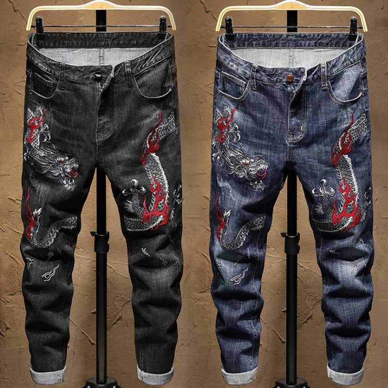 mens jeans with dragon design