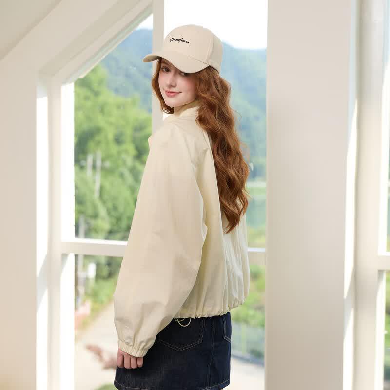 Women's Loose Fit Stand Collar Zip-Up Jacket