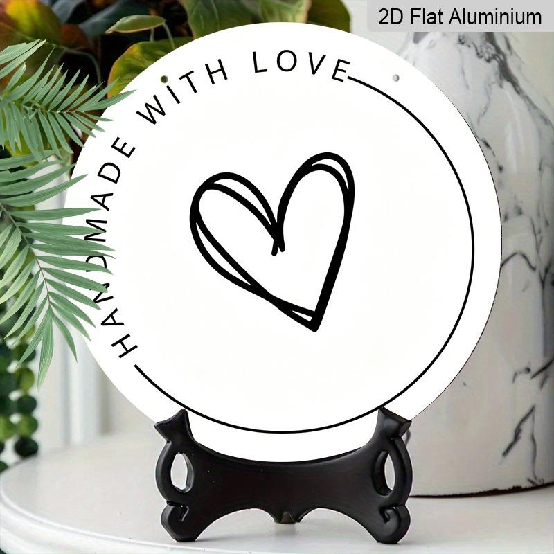 2D Flat Retro Aluminum Wall Stickers in Various Sizes. "Handmade with Love" Themed Wall Hangings with A Minimalist Heart-shaped Design Perfect for