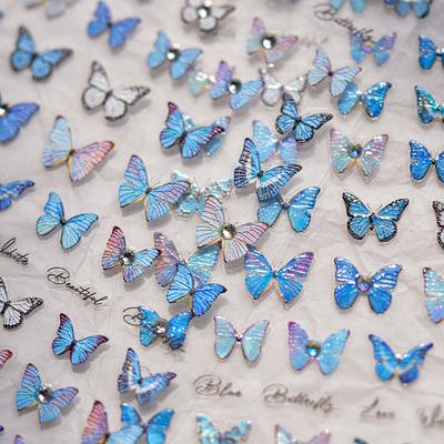Crystal Diamond Blue Butterfly Nail Art Sticker DIY Creative Decorative Sticker