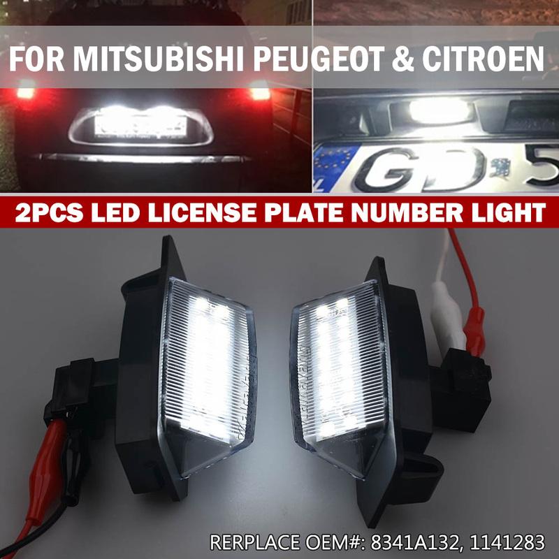 LED Rear License Number Plate Light For Peugeot 4007 ION Citroen C-Crosser C-Zero Car LED License Plate Number Light