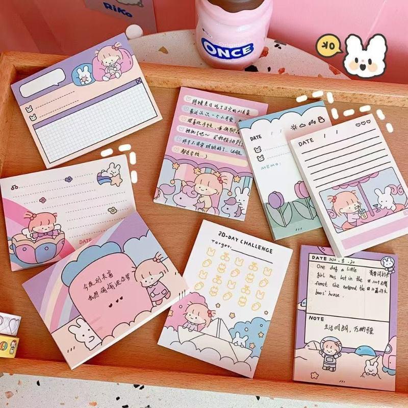 Office School Supplies Ins Cartoon Girl Note Cute Girl Korean Version Message Student Plan Lovely Memo Pad Kawaii Stationery