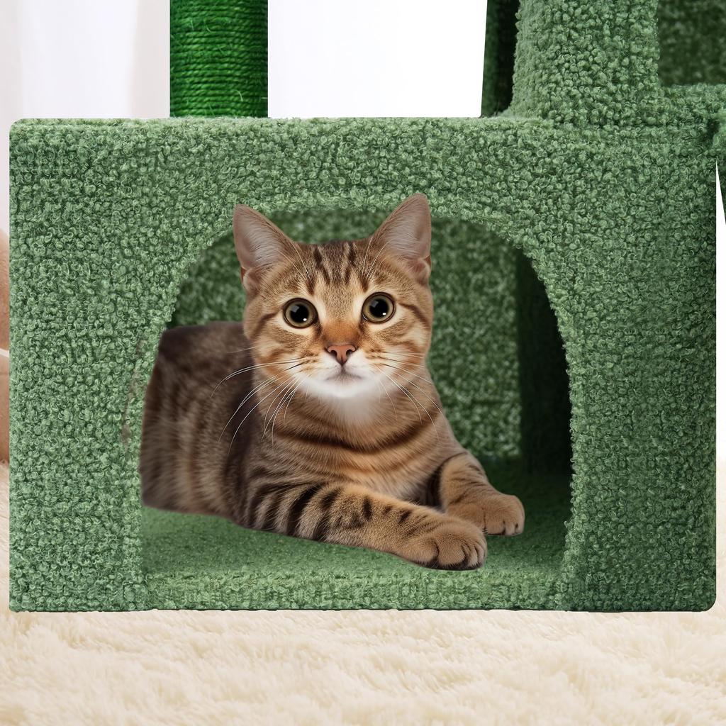 Roypet Cat Freestanding Cat Tower with Cat Scratching Hemp Rope 95cm Includes Toys Tower, Hammock, Hideaway, Space-Saving House, Post, Wrap, Stable,