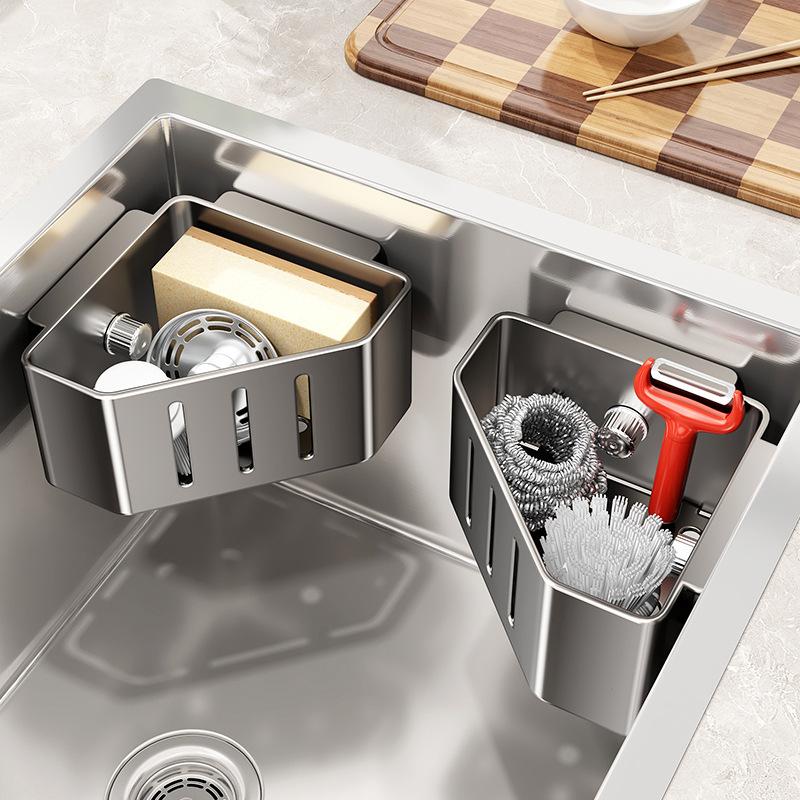 Suction cup sink drain rack new kitchen rack wall hanging non-punching residue water filter basket rag storage artifact