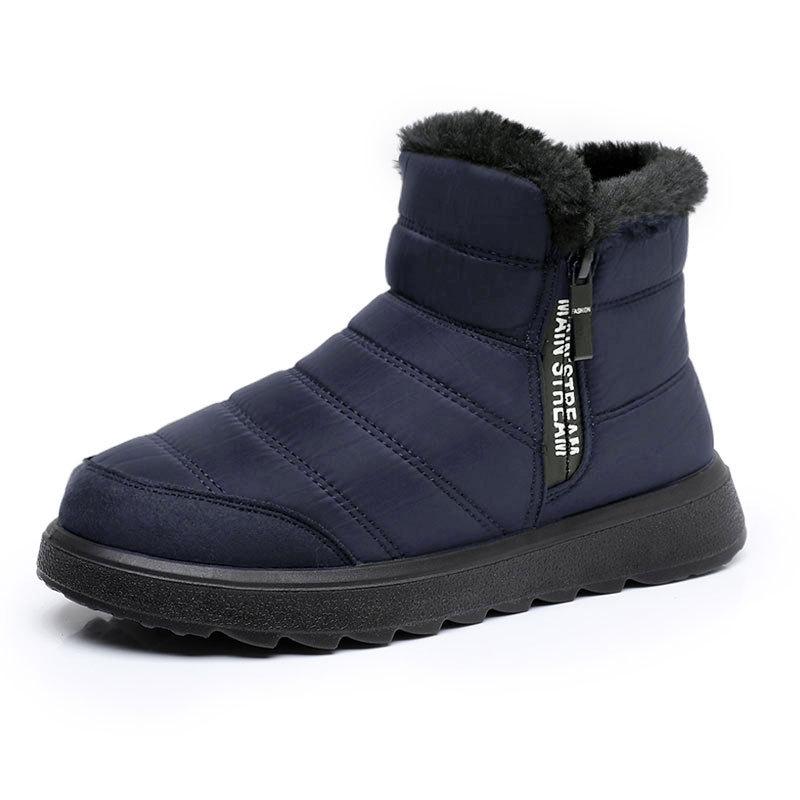 

Женские зимние теплые ботинки для снега с боковой молнией, полусапожки с подкладкой из искусственного меха, повседневные нескользящие водонепроницаемые короткие ботинки с подкладкой из флиса, обувь для женщин 41 синий