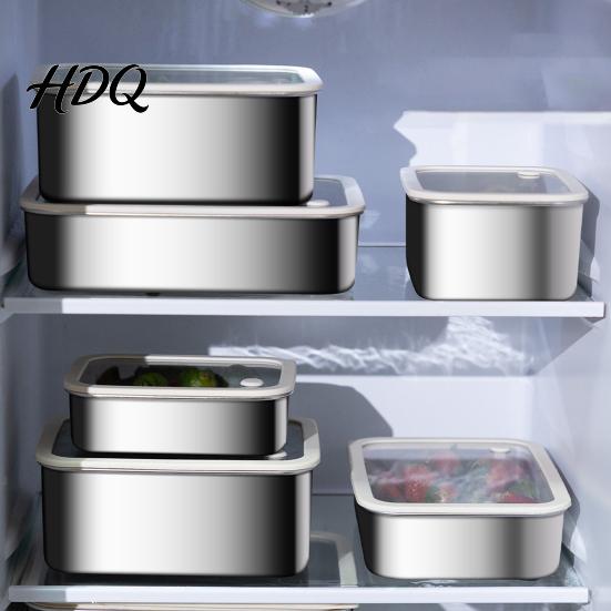 Clear Lid Food Storage Trays 304 Stainless Steel Containers with Lids Leakproof Meal Prep Boxes Leak Proof Bowls Dishwasher Safe Stackable