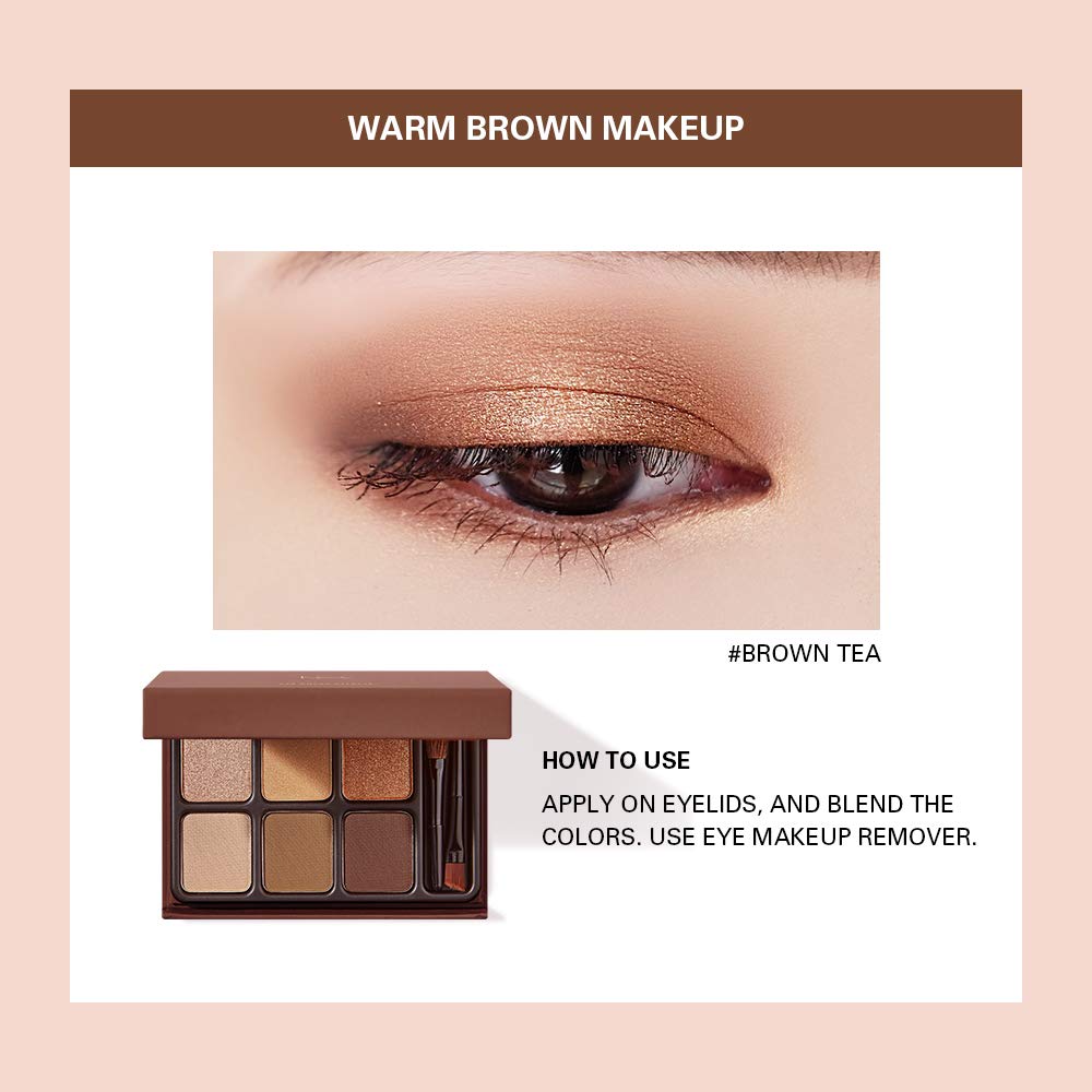 Heme 6-Color Eyeshadow Palette (6 Colors) Brown Tea Taiwanese Cosmetics