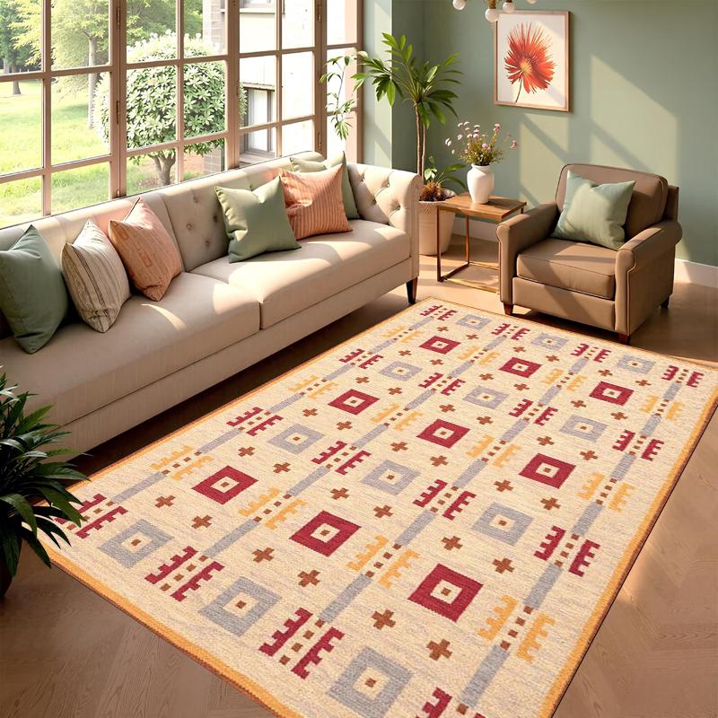 

Bohemian Style Geometric Pattern Carpet Mat Rug Home Decoration for Living Room Bedroom and Study Adds Charm To Your Space 40x60cm