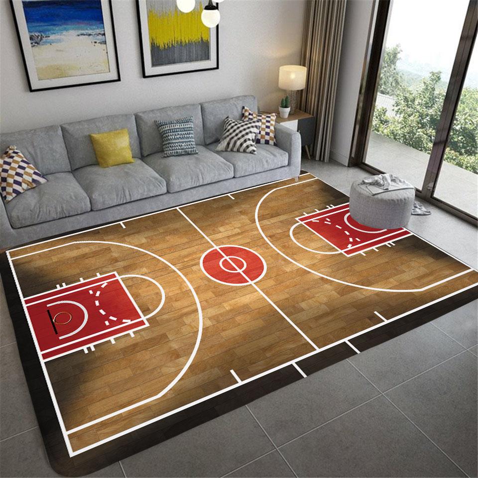 3D Basketball Court Printed Carpet Bedroom Bedside Living Room Sofa Table Area Rug Soft Large Size Floor Mat Doormat Home Decor