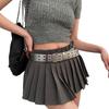 Leathers Womens Belt Fashion Double Grommet Belt Decorative Jeans Dress Blet
