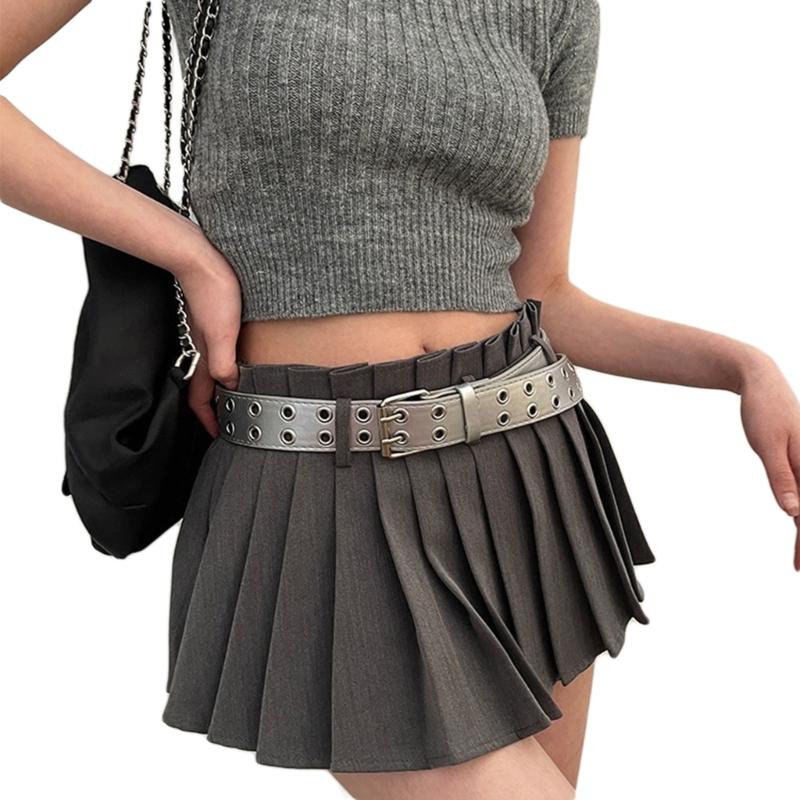 Leathers Womens Belt Fashion Double Grommet Belt Decorative Jeans Dress Blet
