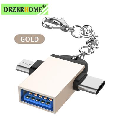 Adattatore Otg 2 in 1 Usb 3.0 femmina a micro Usb maschio e connettore maschio di tipo C Convertitore USB in lega di alluminio per Xiaomi Samsung