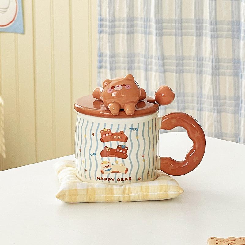 Cute Little Bear Mug High Appearance Level Ceramic Cup Design Sense Breakfast Cup Milk Cup  Gift Box As A Souvenir