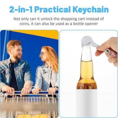 1PC Stainless Steel Shopping Cart Tokens Keychain Bottle Opener Grocery Store Shopping Cart Supermarket Anti-lost Hanging Tag