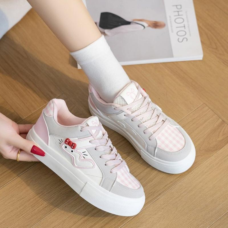 College style cute plaid white shoes dopamine color fashion women's shoes INS tide board shoes