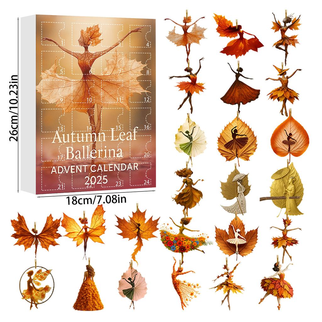 Vánoční adventní kalendář Blind Box 24 dní, Ozdoby pro vánoční stromeček 'Maple Girl Ballet Dance'