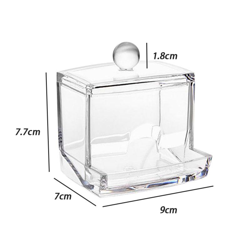 Acrylic Cosmetic Product Storage Box Containing Cotton Swab Container And Bamboo Lid Suitable For Toothpicks And Cotton Items