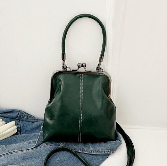 

New retro messenger bag clip handbag personalized fashion casual shell mobile phone bag commuter single shoulder oblique зелений