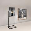 Single Black 22x28 Inch Poster Display Stand, Floor Standing Advertising Holder, Store Retractable Steel Frame with Carry Case
