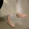 Damen Frühling Sommer Mary Jane Schuhe Ballerinas Atmungsaktives Mesh Stickerei Flats Süße Schleife Weibliche Tägliche Gehsandalen