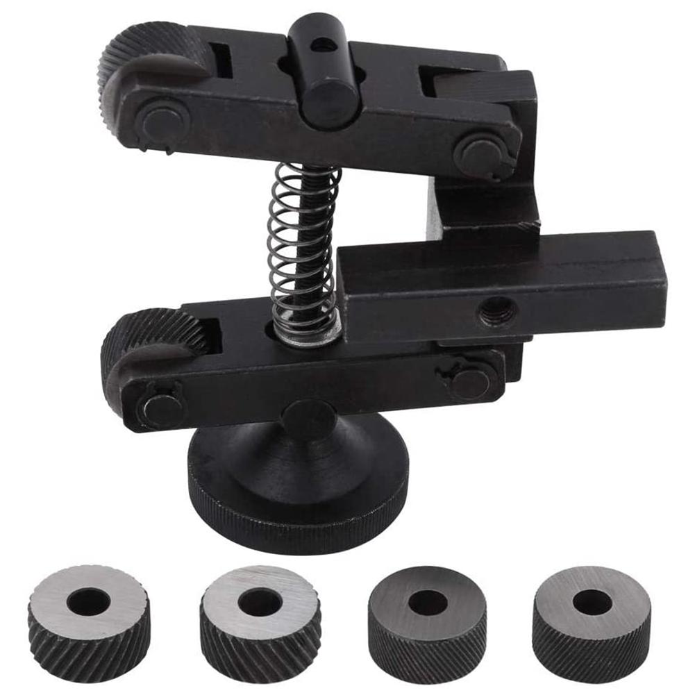 1 Pcs Knurling Knurler Tool Holder Linear Knurl Tool Lathe Adjustable Shank with Wheel