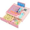 Wooden Play Cash Register with Coins & Card Swiper - Cognitive Learning Toy for Kids