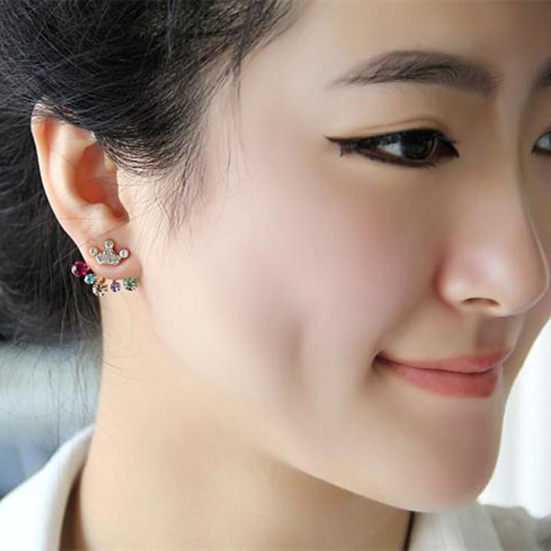 2024 Fashion Gold Cute Color Ful Bow Crystal  Earrings Elegant Crown Stars Crystal Earrings Bohemian Earrings Women's Jewely