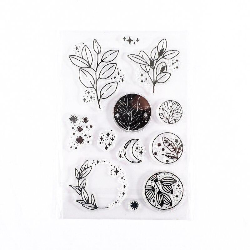 Timbro Trasparente In Silicone Con Fiori, Foglie E Scritta 'Love Thanks Flowers', 14x14 Cm