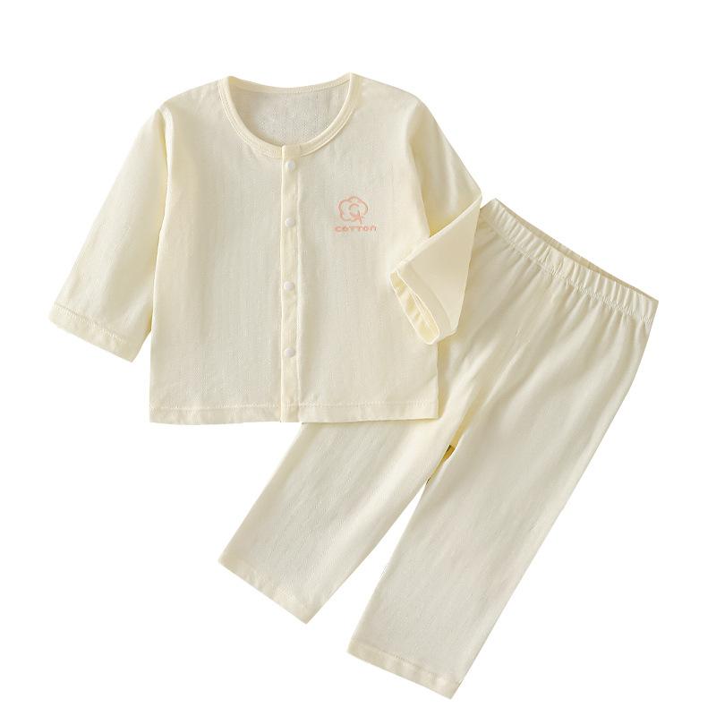Baby Summer Cotton Split Suit Class A Seamless Thin Air Conditioner Clothes Infant Underwear Pajama Set For Boys And Girls