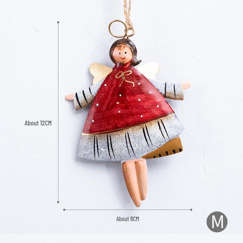 Vintage Christmas Iron Art Angel and Snowman Pendant Set