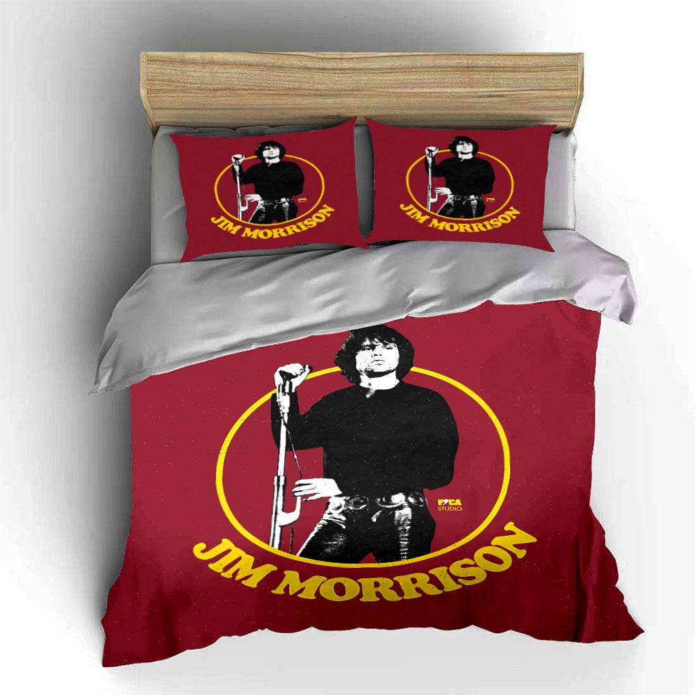Jim Morrison Red Retro Print Bedding Duvet Cover Set Duvet Cover Pillowcases (1*Duvet Cover 2*Pillowcases, without duvet insert)