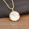 Natural Shell Circular Pendant Necklace, Paired With Copper Zircon, Suitable For Both Men And Women To Wear.