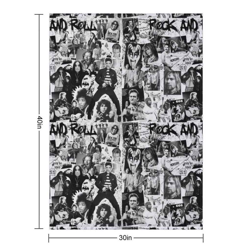ROCK AND ROLL Tapestry Throw Blanket Plush Bed linens Vintage cosplay anime Blankets