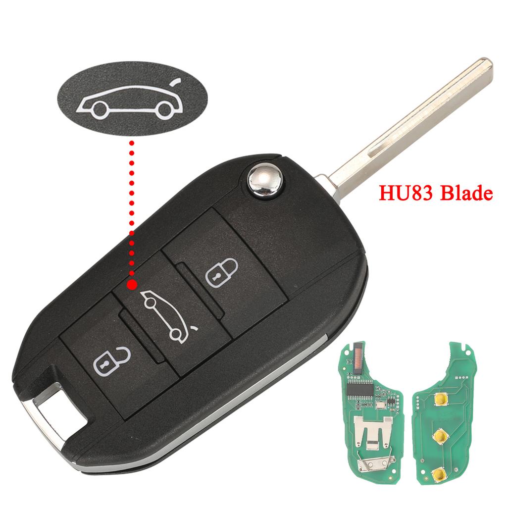 Jingyuqin Flip Remote Car Key 433MHz 4A HITAG AES Chip For Peugeot Expert 308 3008 2016+ Citroen C4 Cactus 2014- HU83 3 Buttons