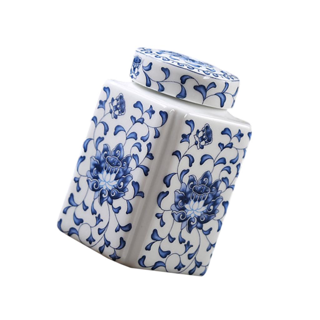 Elegant Blue White Ceramic Ginger Jar Porcelain Temple Jar for Home Decoration and Storage Vase