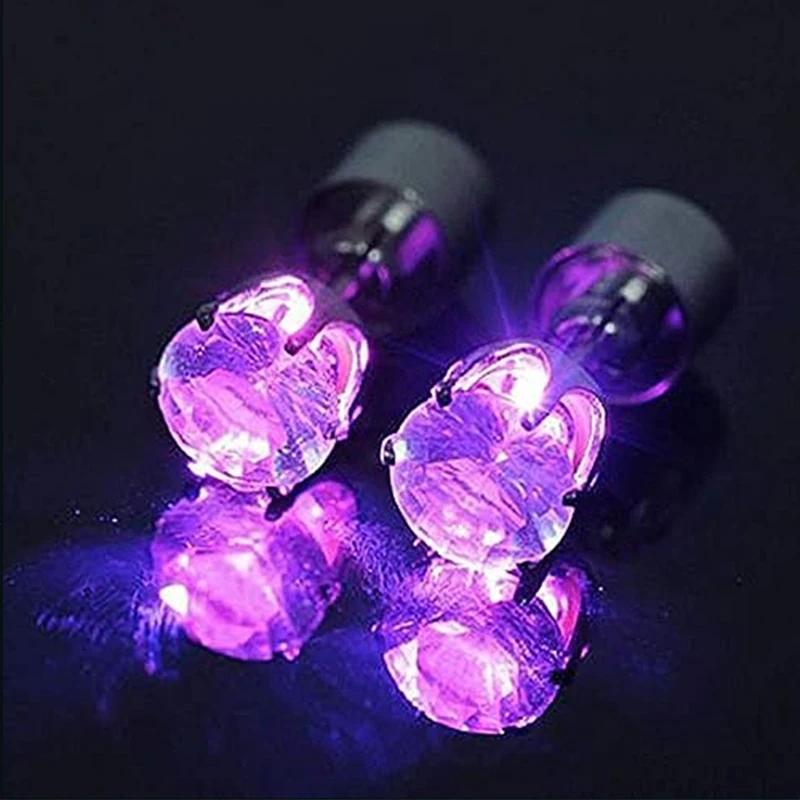 1 Pair Led Light Up Ear Stud Blinky Diamond Crown Earrings For Women And Girl Valentines Gift Bar Club Props Glow In The Dark