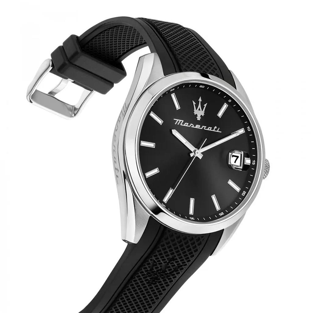 Maserati Attrazione Rubber Strap Black Dial Quartz R8851151004 Men's Watch
